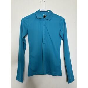 Lynx Woman’s Small NEW Turquoise Long Sleeve Polo Lightweight Fitted Collared